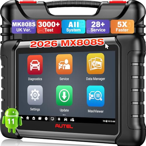 Autel MaxiCheck MX808S Scanner, 4G+64G 2.4G & 5G WiFi, 28+ Service, OS11 | 2026 Full Bidirectional as MK900BT MK808BT PRO, 10X Faster, OE All Sys, New Ver of MaxiCOM MK808S, Function as MK900 MX900