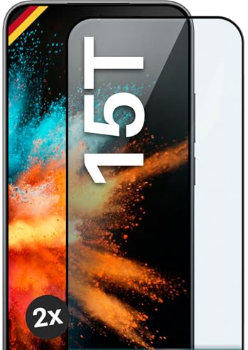moex CurveProtect für Xiaomi 15T Panzer Schutzglas, Full Screen Schutzfolie randlos, ganzer Bildschirm komplett abgedeckt, Panzerfolie Curved 3D Glas Folie, Schwarz 2 Stück