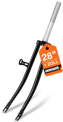 LOEVELOSI Fahrradgabel 28 Zoll 1 Zoll Gewinde Starre Stahl Gabel Schwarz Retro City Bike Damen Herren Vorderradgabel 28 Zoll