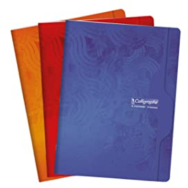 Clairefontaine 7498C - Heft Calligraphe DIN A4+ 24 x 32 cm, französische Lineatur, 96 Blatt, 70 g, farbig sortiert, 1 Stück
