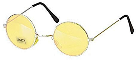 PARTY DISCOUNT Brille Hippie, runde, orange Gläser aus Metall