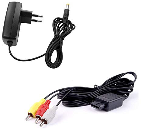 Link-e : Cargador de red + cable de video compuesto AV para la consola de juegos Super Nintendo SNES