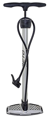 BETO Standpumpe, Fahrradpumpe, Luftpumpe, mit Manometer, mit Universaldoppelpumpenkopf, 160psi, 11bar, AV, DV, FV, Autoventil, Dunlopventil, Französisches Ventil, softgrip, Anti-Rutschfußplatte, aus Aluminium