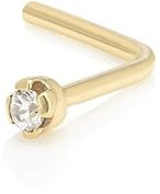 Mia Gioielli - Petit diamant Piercing - Oreille de Nez en Or Jaune 18 carats (750) avec 0.005 carats Brillant - Style griffe - Hypoallergénique Homme Femme - F-06027-0G00