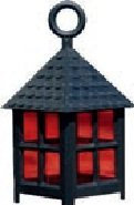 BELI-BECO 547 Kunststoff-Laterne für Krippe mit Beleuchtung - Krippenbeleuchtung - Kunststoff - klare Glühlampe - 4,5 V - 0,2A (Laterne: schwarz | Glas: rot & transparent, 45 mm)