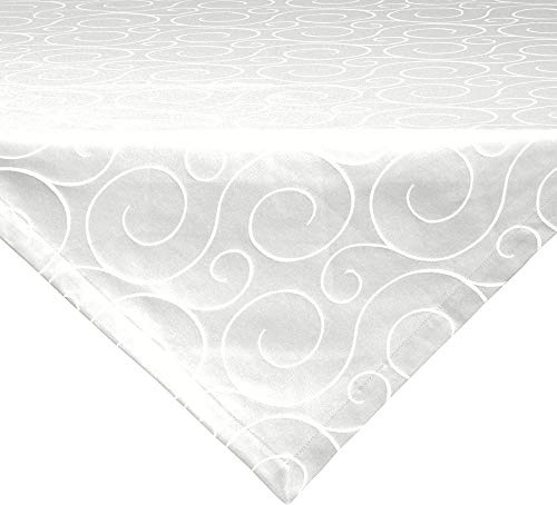 Erwin Müller Mitteldecke, Tischdecke Oberhausen, Jacquard Ranken weiß Größe 130x130 cm - pflegeleicht, bügelleicht, mit Kuvertsaum