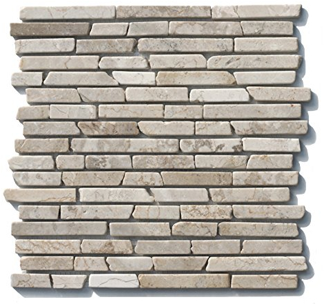 1 qm ST-1-433 Marmor Naturstein Stab Mosaikfliesen Weiß Beige Design Bad Fliesen Lager Verkauf Stein-Mosaik Herne NRW