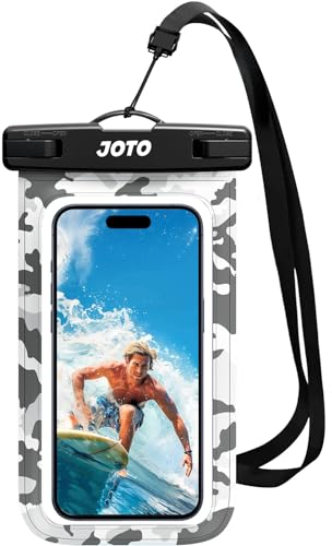 JOTO Waterproof Phone Pouch Cellphone Dry Bag Case for iPhone 17 Air 16 15 14 13 12 Pro Plus Max XR X 8 7 6S SE, Galaxy S23 S22 S22+ S21 up to 7 -CamoGrey