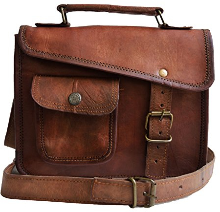 Jaald 33 Cm Echt Leder Laptoptasche Umhängetasche Schultertasche Kuriertasche Fahrradtasche Schultasche Wasserdicht Vintage Herren Damen Geschenk Leather Messenger Bag