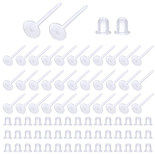 TOAOB 100 Paar 5 mm Transparente Ohrringe Kunststoff Ohrringe Pfosten und Gummi Sicherheitsrücken Klare Ohrstecker Ohrringe Stopper für Schule Ohrstecker DIY Schmuckherstellung Ohrringe Erkenntnisse