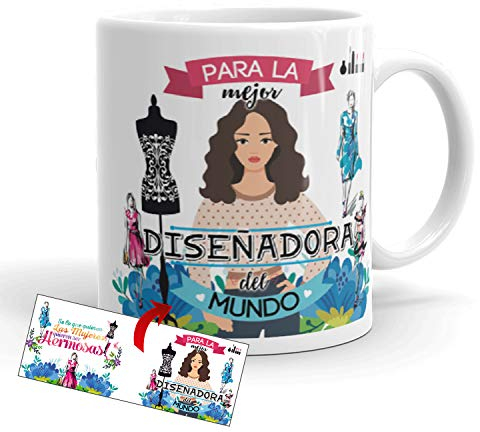 Kembilove Taza de Café para la Mejor Diseñadora del Mundo – Taza de Desayuno para la Oficina – Taza de Café y Té para Profesionales – Tazas de Profesiones para Diseñadoras