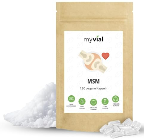 MSM Kapseln hochdosiert 120 Stück – 800 mg Methylsulfonylmethan + Bio Acerola Pulver – vegan – ohne Zusatzstoffe – plastikfrei – produziert in Deutschland – natürlicher Schwefel