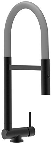 Rubinetto cucina abbattibile a 4,5cm cromo nero opaco per sottofinestra canna grigia movibile e doccia staccabile 2 getti