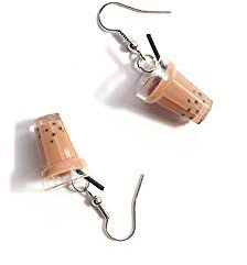 Cute Pearl Milk Tea Dangle Earrings Beer Mug Green Bubble Tea Funny Earrings for Women Girls Beer Dringk Lover Party Play Earrings, Metal Resin, alloy