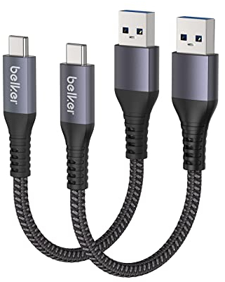 Maxonar USB C Cable Short 20cm/0.2M 2Pack [10Gbps Data] USB3.2 Gen2 Type C Android Auto Cable QC3.0 3.1A USB A to C Fast Charger for Samsung Note20 Galaxy S24/S23/S22/S21 Z Fold 6 Pixel9 iphone 16 Pro