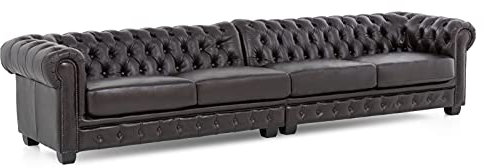 Woodkings® Chesterfield Sofa 6-Sitzer Echtleder antik braun Couch Bürosofa Ledersofa Unikat Herrenzimmer englisches Stilsofa Clubsofa