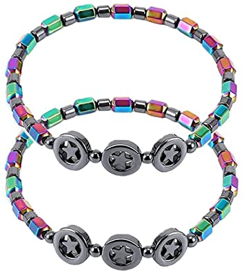 TTTRV Magnetisches schlankes Hämatit-Fußkettchen, Magnetfeldtherapie-Knöchel-Armband, Gewichtsverlust-Magnet-Fußkettchen, heilendes Fußkettchen, Schmerzlinderung bei Arthritis (2pcs)