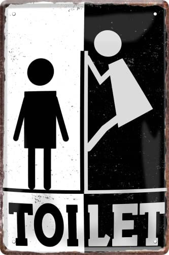 schilderkreis24 Blechschild 20x30cm – Humorvolle & praktische Wanddeko für Badezimmer, WC & Gäste-Toiletten (Toilet Frau Mann)
