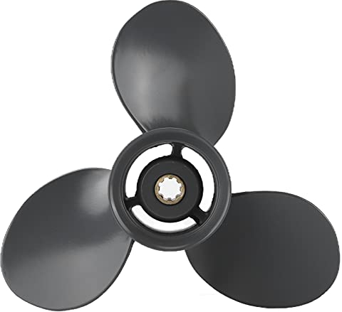 Yadoo Außenbordpropeller 3-Blatt Marine-Außenbordpropeller Außenbordmotorpropeller Ersatz für Honda-Außenbordmotoren 8-20 PS, 8 Keilzahn, RH (Aluminiumlegierung + Kupfer)