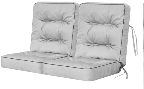 Bjird Bankauflage für Gartenmöbel, Gartenbank, Polsterauflage für Hollywoodschaukel, Auflagen für Gartenschaukelkissen, Sitzkissen, Stuhlauflage, Indoor/Outdoor - Aschgrau - 120 cm (2 x 60 cm)
