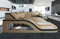 XXL Sofa Wohnlandschaft Palermo Ledersofa U Form - mit LED Beleuchtung, verstellbare Kopfstützen, Recamiere/Lederfarben wählbar/Ausrichtung wählbar (Ottomane Links, Sandbeige-Schwarz)