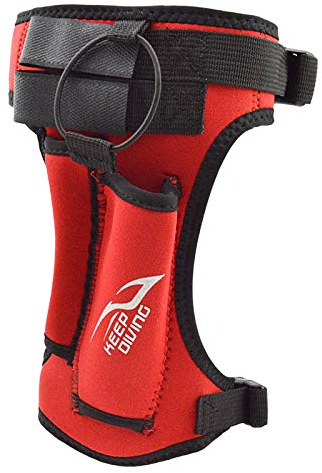 Easnea Neoprene Leg Knife Sheath/Arm Strap, Comfortable Adjustable Scissors Knife Holder for Spearfishing, Snorkeling, Swimming, Boating, Hunting Red
