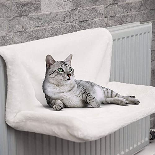 Cama Colgante para Gatos de Radiador y Ventana - Hamaca Relajante para Gatitos, Cachorros y Mascotas - Forro Polar Cálido, Fuerte y Duradera