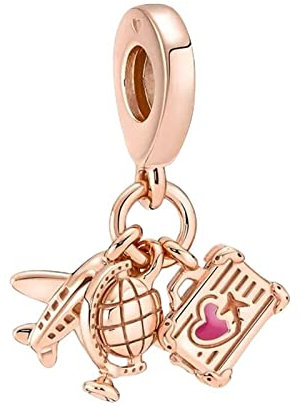 BEEUVIP Globo dell'aeroplano oro rosa Charm per bracciali, ciondoli in argento 925, perline per collane, per la festa della mamma, compleanno, regalo di Natale