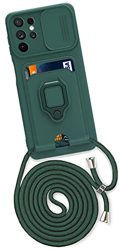 Handykette Hülle mit Kartenhalter für Samsung Galaxy S23 Ultra,kameraschutz Hülle mit Camera Slider Handyhülle Silikon TPU Cover für zum Umhängen Schutzhülle mit Case für Samsung Galaxy S23 Ultra