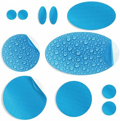 aZengear Self-Adhesive Repair Patches (30+ Colours) for Down Jackets, Puffer Coats, Tents, Upholstery - Waterproof, Tear-Cold-Heat-Resistant Nylon Polyester Fabric (11 Pcs, Turquoise)