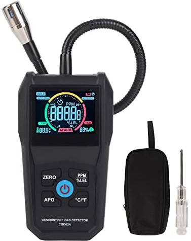 Asixxsix Rilevatore di Perdite di Gas, Display LCD 50-50000PPM Rilevatore di Gas Naturale Portatile per Individuare Fonti di Perdite di Gas Combustibili Come Metano, Propano per L'industria