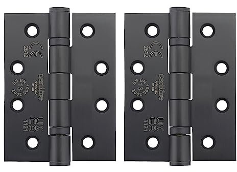 IRONZONE SHI43BK Pair of Ball Bearing Fire Rated Hinges 4 x 3 Black 102mm