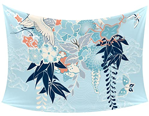 Wandteppich Wandbehang Personalisierter Wandteppich Hintergrund Banner 152,4 x 101,6 cm 152,4 x 130,8 cm Wanddekoration Kranich Blumen
