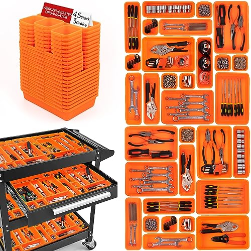 45 Stück Werkzeugkoffer Leer Organizer Sortierbox, Werkzeugaufbewahrung Schubladen Ordnungssystem Werkzeugkasten Organizer, aufbewahrungsbox Sortierb
