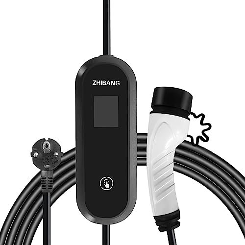 ZHIBANG Electric Vehicle Charging Cable Schuko Portable Household Fast Electric Vehicle Charging Equipment IEC 62196-2 Type 2 16A/3.6KW (Switchable Current 6A 8A, 10A to 16A)