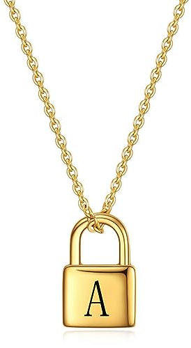 YAHOYA Clip Lock Necklace Personalized Lock Necklace Engraved Padlock Initial Necklace Minimalist Lock Necklaces Gift for Her