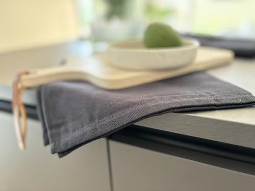 ZOLLNER 5er Set Geschirrtücher Baumwolle in 50x70 cm - super saugstarke und robuste Küchentücher - waschbar bis 60°C – in schwarz - Gastronomiequalität - Oeko Tex® Zertifiziert