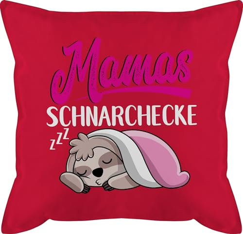 Kissen 50x50 - Mama - Mamas Schnarchecke mit Faultier - weiß - 50 x 50 cm - Rot - ostergeschenke für mütter mutter geschenk mom schnarch motivkissen faultierkissen muttertagsgeschenke mutti