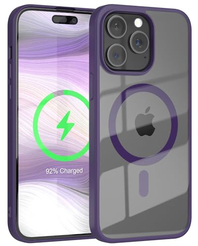 EAZY CASE Crystal TPU Hülle kompatibel mit iPhone 15 Pro Max kompatibel mit Qi-Charging, Silikon mit Kameraschutz, Slimcover, Handyhülle, Silikonhülle, Backcover, Durchsichtig, Transparent/Lila