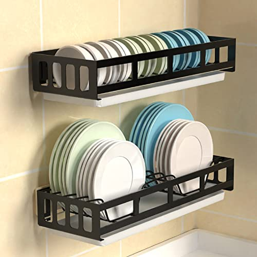 Estante De Cocina De Acero Inoxidable Negro, Escurridor De Platos for Colgar En La Pared,estante De Almacenamiento De Cubiertos De Cocina, Escurridores De Platos Con Bandeja De Goteo Escurreplatos