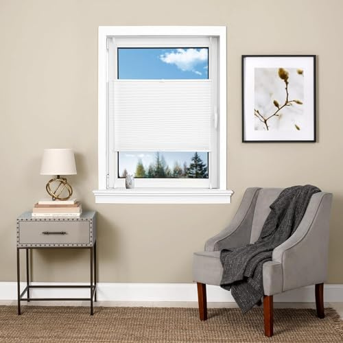 Plissee Ohne Bohren Plissees Klemmfix 35 x 60 cm Sichtschutz Und Blickdicht Easyfix Custom Plissee Inkl. Aller Montage-Teile für Schlafzimmer, Weiß