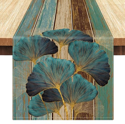 LRartdeco Runner Tavola Verde Runner Tavolo Rustico retrò Legno Striscia Texture Runner da Tavolo Lino Runner per Il Tavolo per Matrimoni Festa Cucina Tavolo da Pranzo Decorazione, 40x140cm