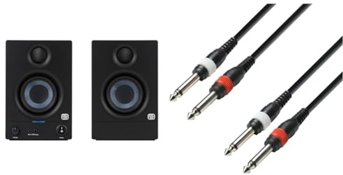 PreSonus Eris 3.5 Gen 2 — Altoparlanti desktop alimentati da 3,5 pollici per multimedia, giochi & Adam Hall Cables K3TPP0100 - Cavo audio con 2 connettori jack mono da 6,3 mm su 2 connettori
