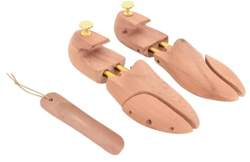 vidaXL Schuhspanner mit Schuhlöffel, Schuhformer mit Knaufs Federn, Schuhdehner für Herren, Schuhweiter Schuhstrecker, Massivholz Zeder