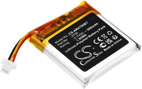 TECHTEK Battery 500mAh compatible with [Alarm.com] ADC-VDB770, ADC-VDB770-S, C-VDB770 Touchless Video Doorbells, Video Doorbell replaces 3795