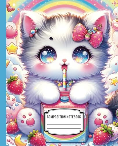 Composition Notebook: Kawaii Cat & Boba Tea Composition Notebook: Cute Kawaii Kitty with Bubble Tea | Lined Pages for Writing, Journaling & Notes