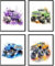 MOCVSWO Monster-Truck-Wandkunstdrucke, Aquarell-Monster-Truck, Kinderzimmer, Kunstposter, Monster-Truck-Schlafzimmer-Dekor, Monster-Truck-Raumdekoration für Jungen, 4er-Set (ungerahmt, 20,3 x 25,4 cm