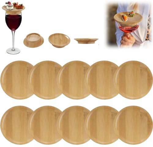 Adorno de charcutería para copa de vino, juego de adorno de charcutería para copa de vino de bambú, adorno para tablero de charcutería para copa de vino, para aperitivos, postres, hogar, restaurantes