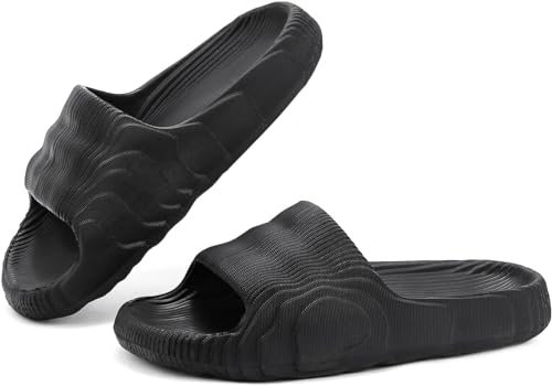 Pantofole da casa estive da donna pantofole da bagno pantofole antiscivolo pantofole da spiaggia per piscina pantofole comode e versatili alla moda (Nero,42-43)