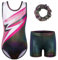 ZNYUNE Mädchen Turnanzug mit Hose Haarband Set Gymnastikanzug Kinder Shorts Trikot Turnen Ärmellos/Langarm Kleidung klassisch Turnbody B370 Blackpink 6A